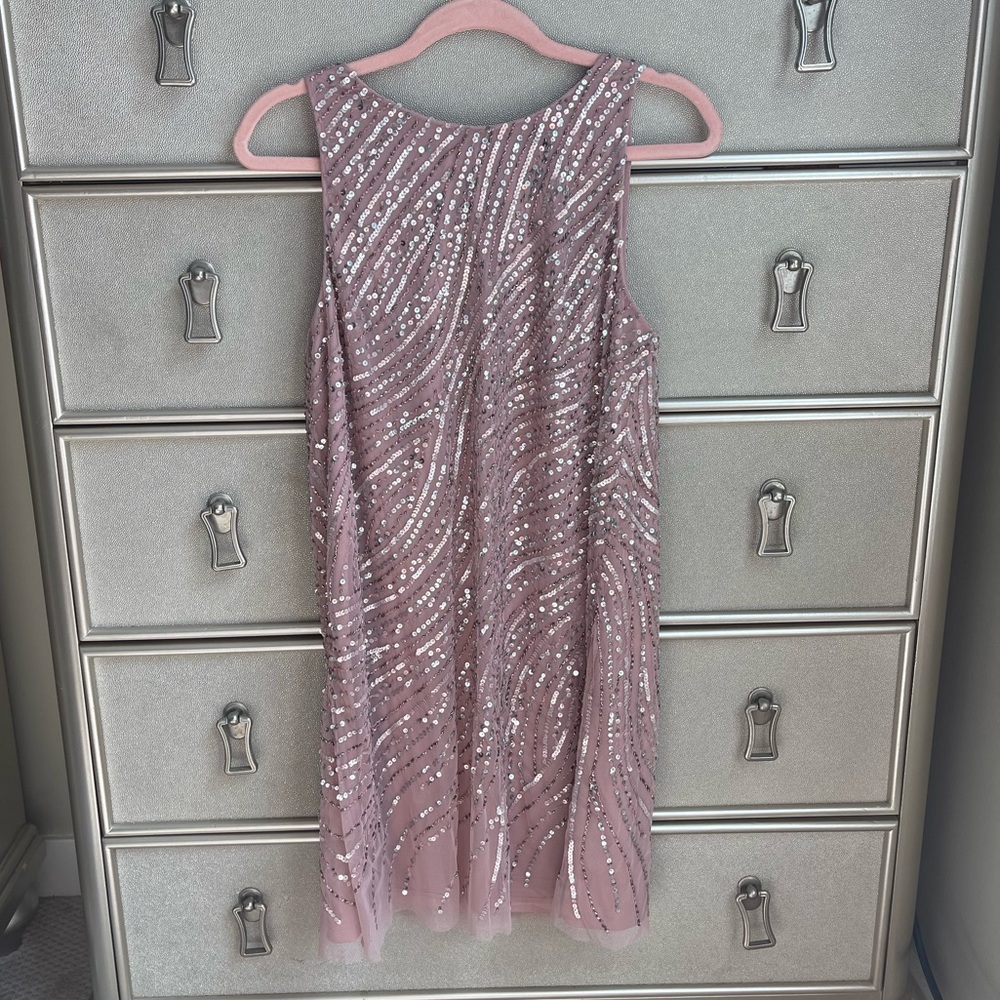 Adrianna Papell | NWT SHORT SLEEVELESS HAND-BEADED TRAPEZE DRESS Size 12